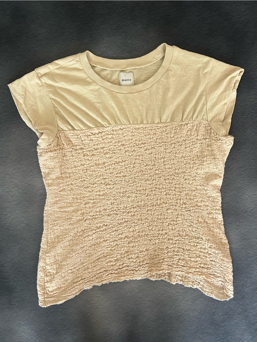 Maeve Anthropologie Beige Cotton/Elastane Tee- L